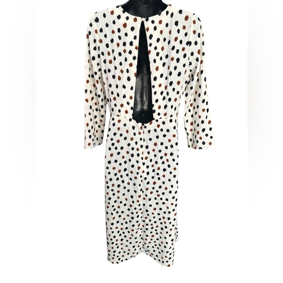 H&M Polka Dot Midi/Long Dress - Cream, Brown and Black NWOT - Picture 4 of 6